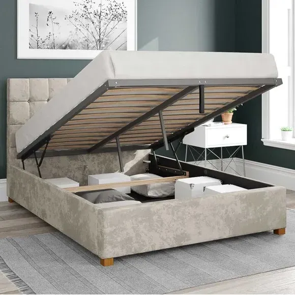 Ottoman Bed with Storage - Pearl, Velvet