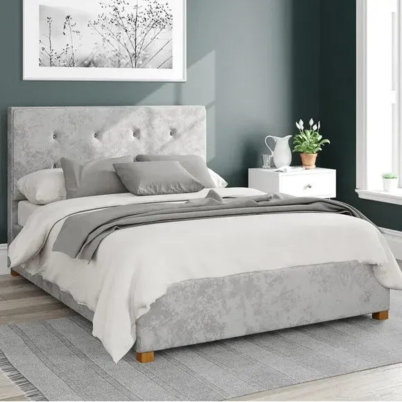 Ottoman Bed with Storage - Silver, Velvet