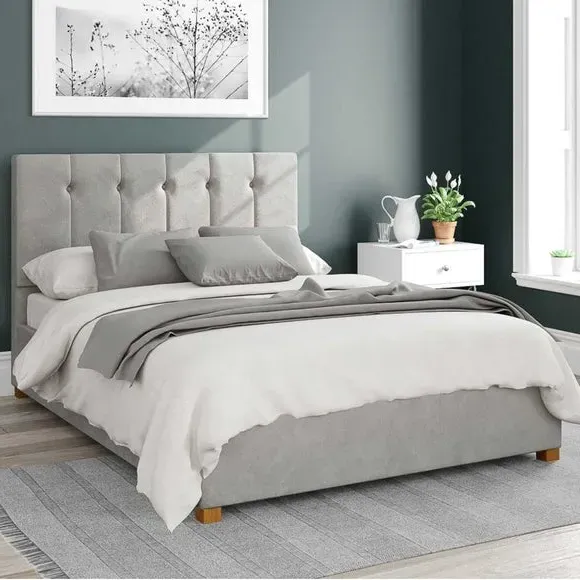 Ottoman Bed with Storage - Silver, Velvet
