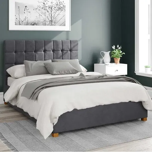 Ottoman Bed with Storage - Steel, Velvet