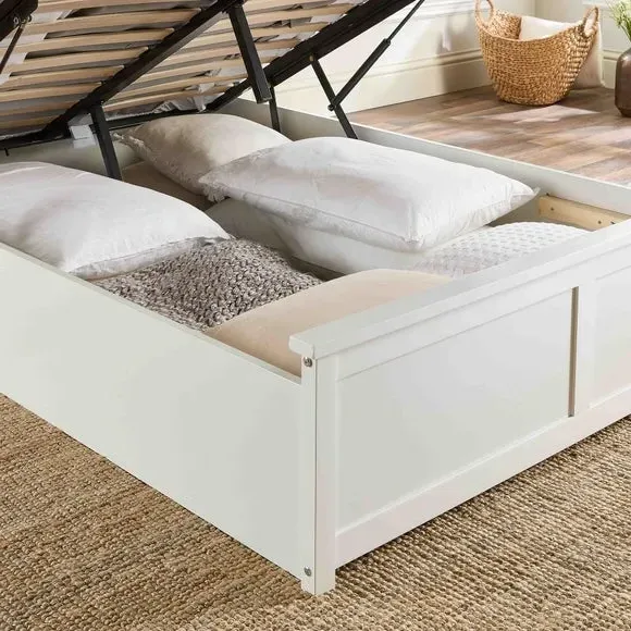 Ottoman Bed with Storage - White, Wood
