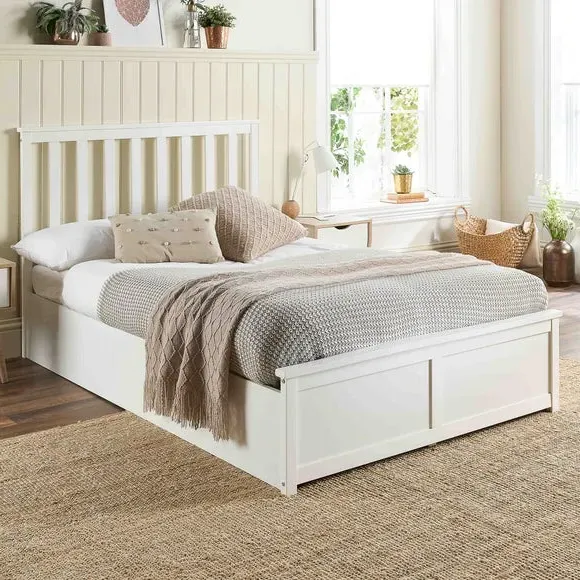 Ottoman Bed with Storage - White, Wood
