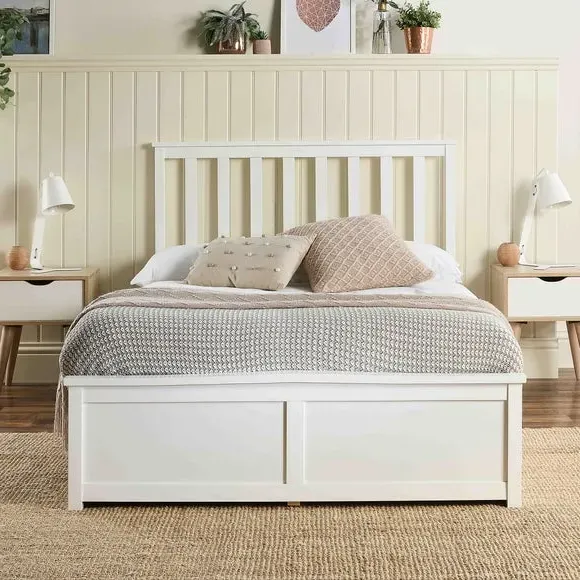 Ottoman Bed with Storage - White, Wood