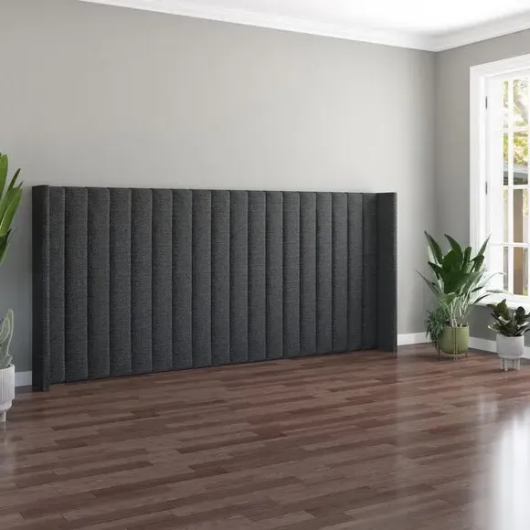 Oversized Winged Headboard - Charcoal, Saxon Twill