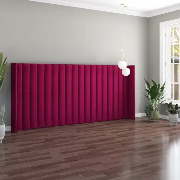 Oversized Winged Headboard Freestanding - Berry Velvet