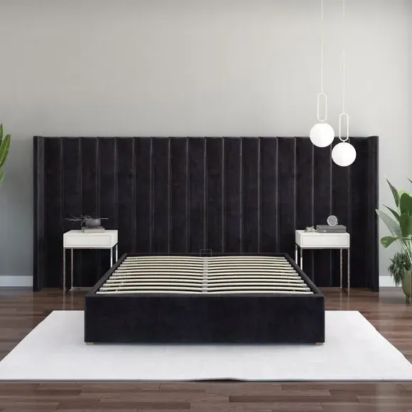 Oversized Winged Headboard Freestanding - Ebony Velvet