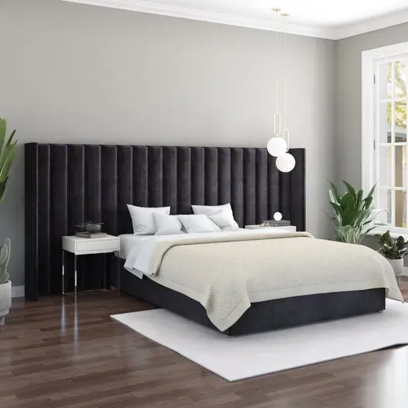 Oversized Winged Headboard Freestanding - Ebony Velvet