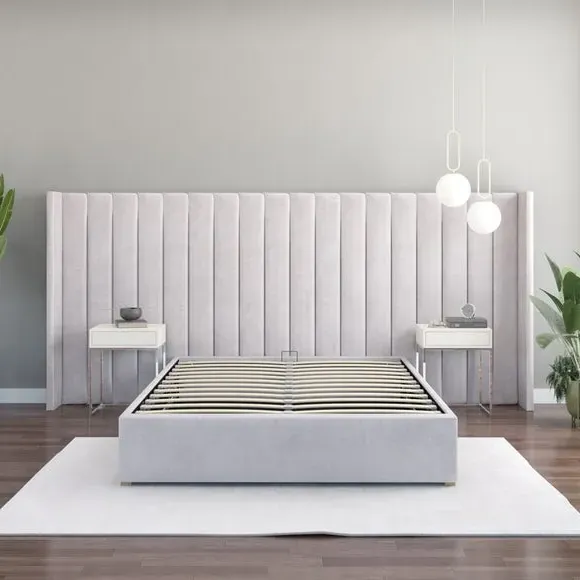 Oversized Winged Headboard Freestanding - Light Silver