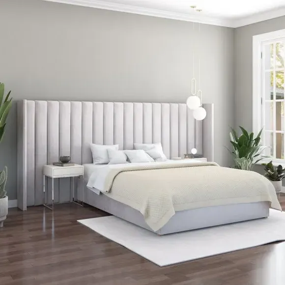 Oversized Winged Headboard Freestanding - Light Silver