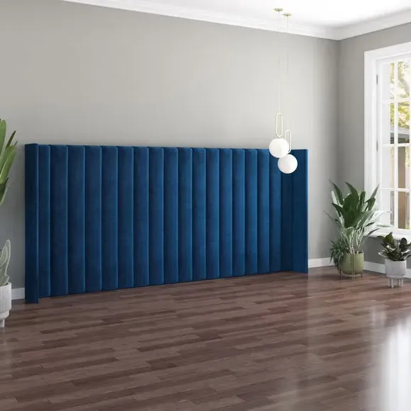 Oversized Winged Headboard Freestanding - Navy Velvet