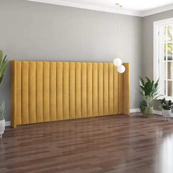 Oversized Winged Headboard Freestanding - Ochre Velvet