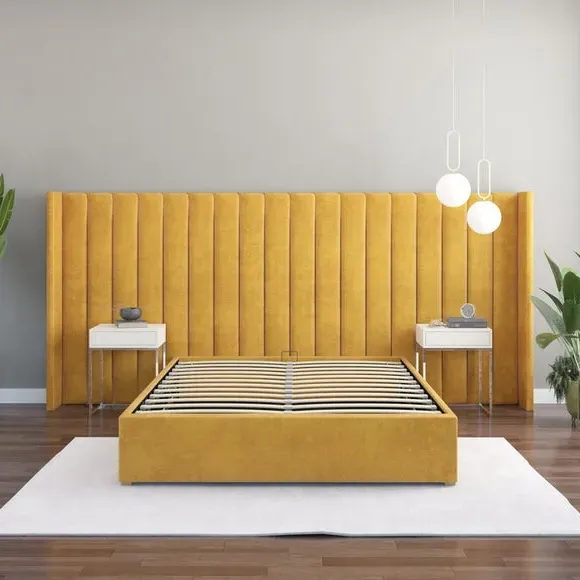 Oversized Winged Headboard Freestanding - Ochre Velvet