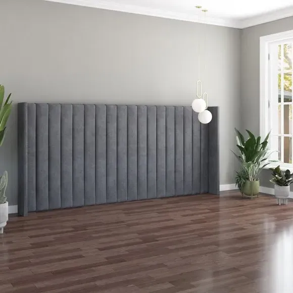 Oversized Winged Headboard Freestanding - Steel Velvet