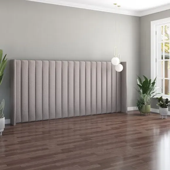 Oversized Winged Headboard - Grey, Saxon Twill