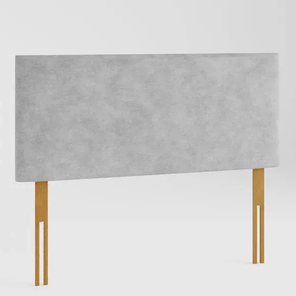 Plain Headboard with Deep Padding - Silver, Linen