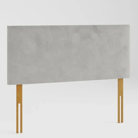 Plain Headboard with Padding - Silver, Velvet