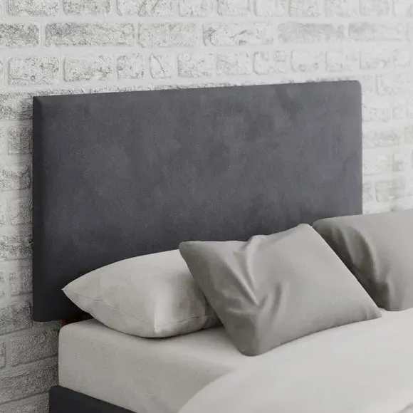 Plain Headboard with Padding - Steel, Velvet