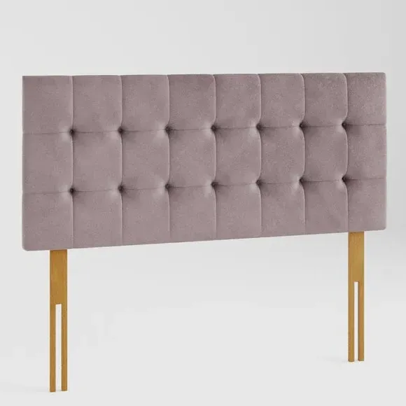 Square Buttoned Headboard - Blush, Velvet