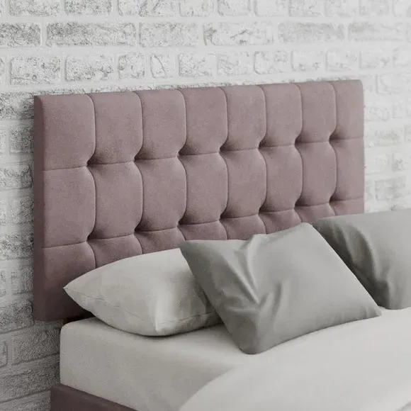 Square Buttoned Headboard - Blush, Velvet image