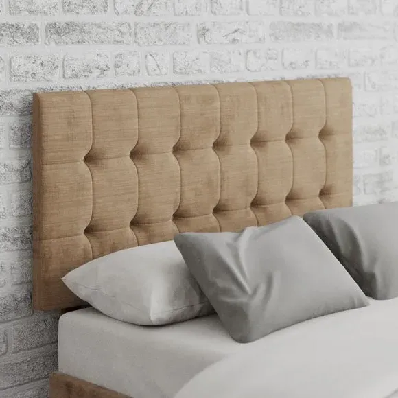 Square Buttoned Headboard - Champagne, Velour image