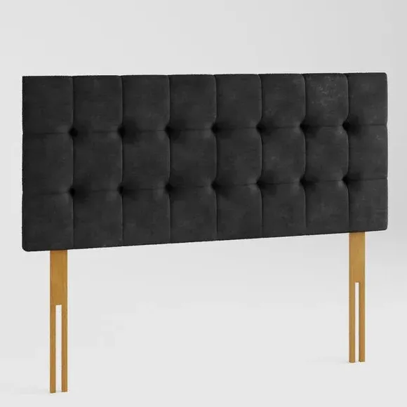 Square Buttoned Headboard - Charcoal, Linen