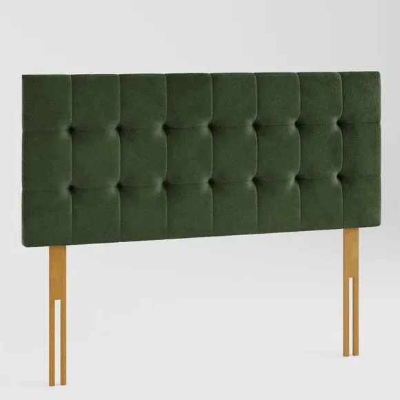Square Buttoned Headboard - Forest, Velvet