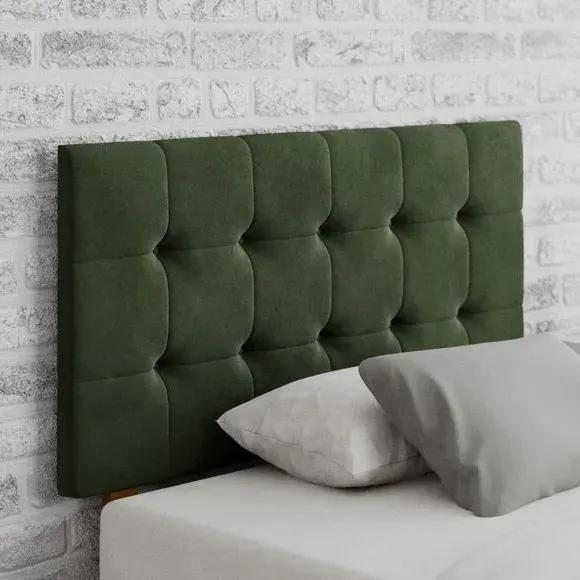 Square Buttoned Headboard - Forest, Velvet