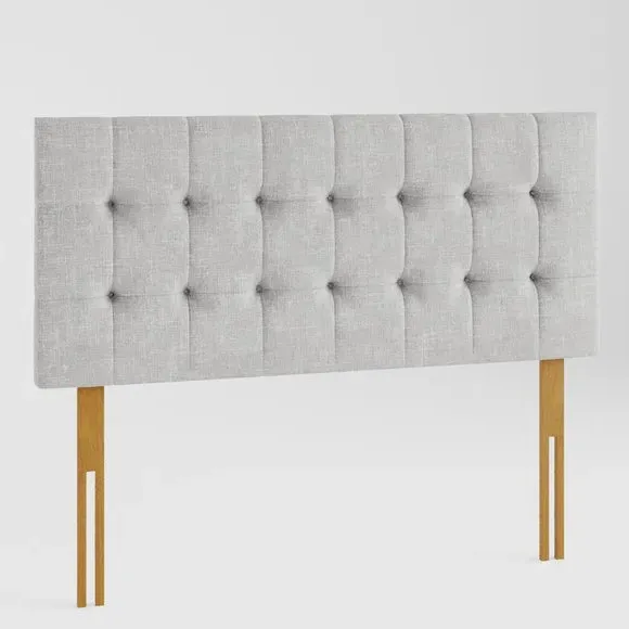 Square Buttoned Headboard - Grey, Cotton