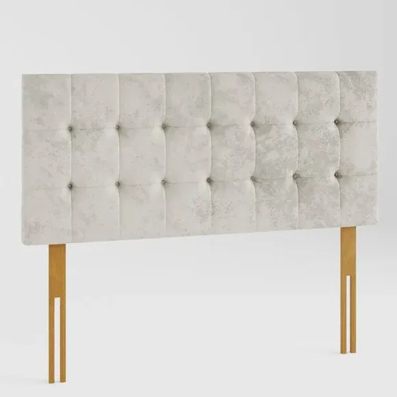 Square Buttoned Headboard - Pearl, Velvet