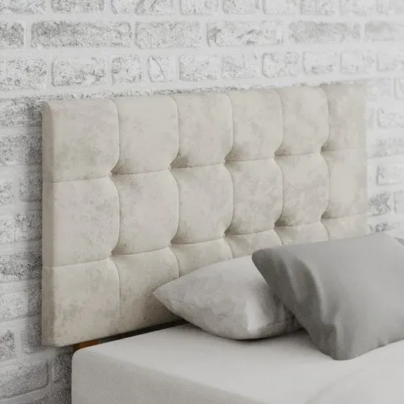 Square Buttoned Headboard - Pearl, Velvet
