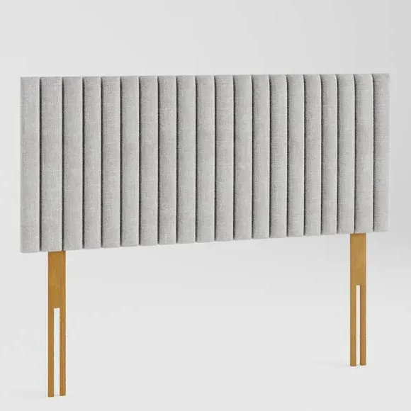 Upholstered Headboard with Vertical Lines - Grey, Cotton