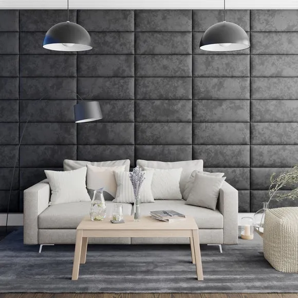 Upholstered Wall Panels with Mounting - Black, Velvet