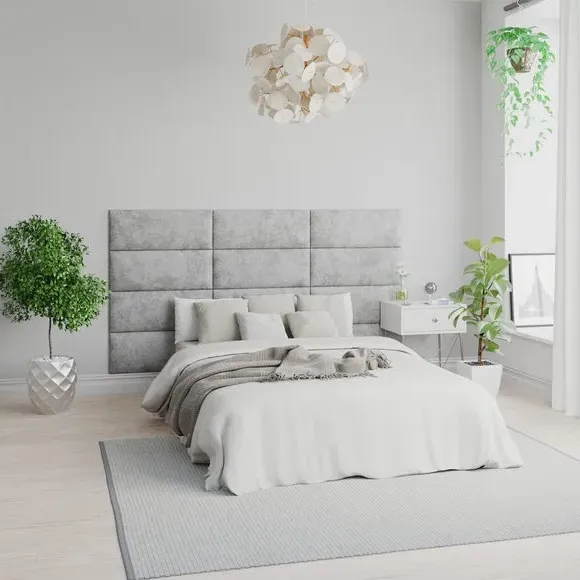Upholstered Wall Panels with Mounting - Silver, Velvet