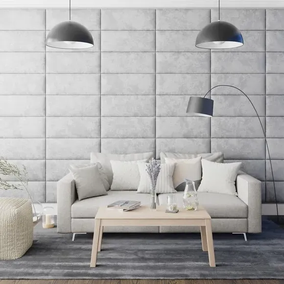 Upholstered Wall Panels with Mounting - Silver, Velvet