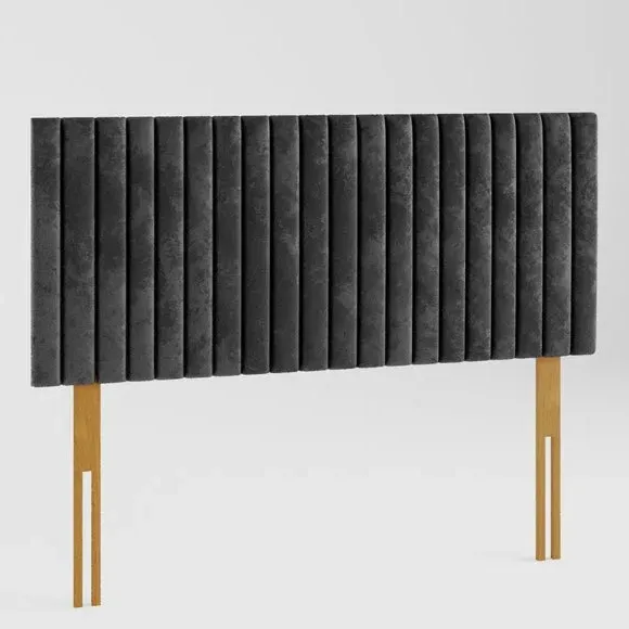 Vertical Line Headboard - Black, Velvet
