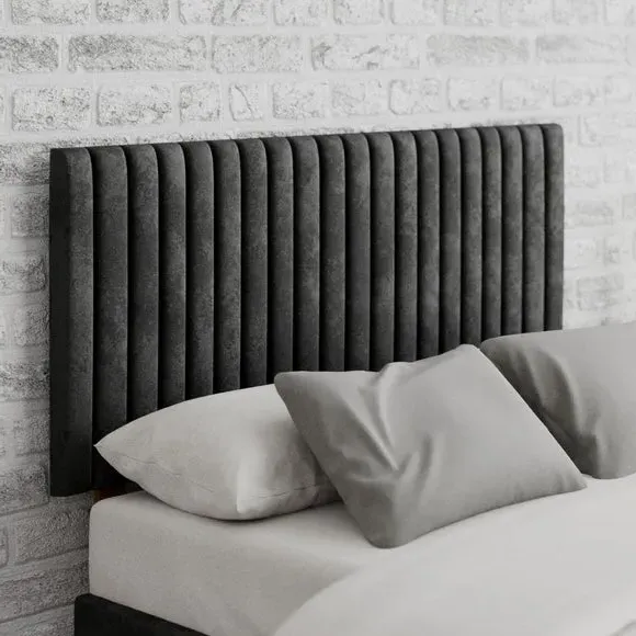 Vertical Line Headboard - Black, Velvet image