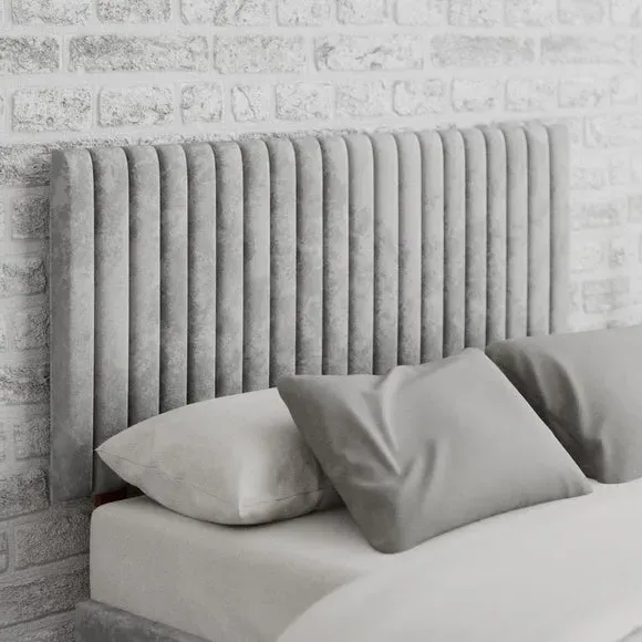Vertical Line Headboard - Silver, Velvet