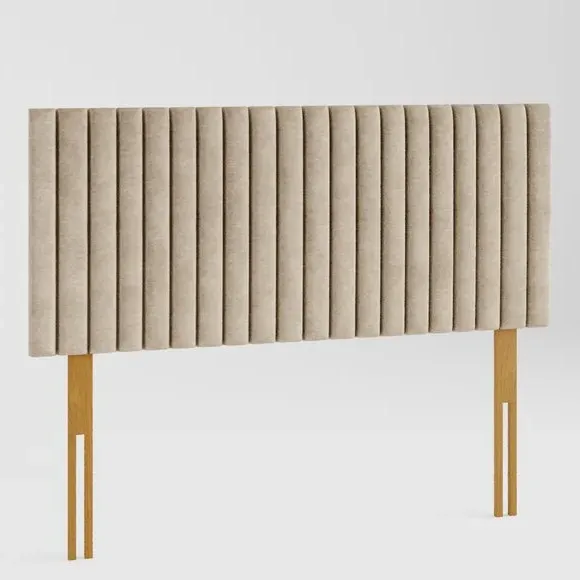 Vertical Line Headboard with Padding - Beige, Linen