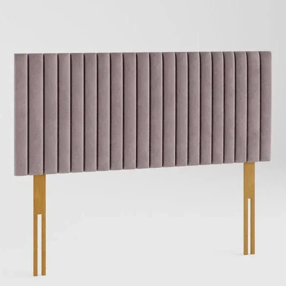 Vertical Line Headboard with Padding - Blush, Velvet