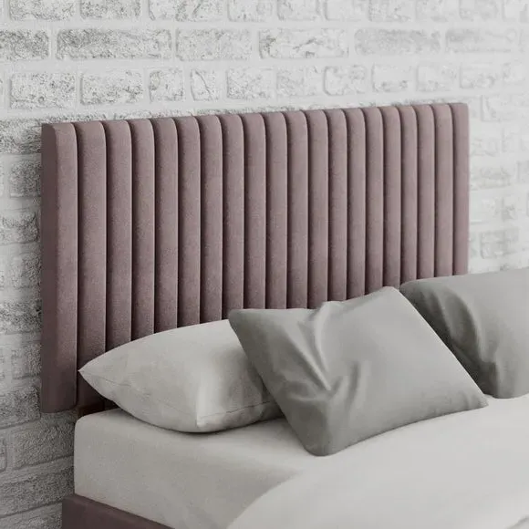 Vertical Line Headboard with Padding - Blush, Velvet image