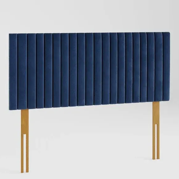 Vertical Line Headboard with Padding - Navy, Velvet