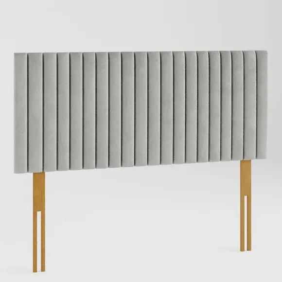 Vertical Line Headboard with Padding - Silver, Velvet