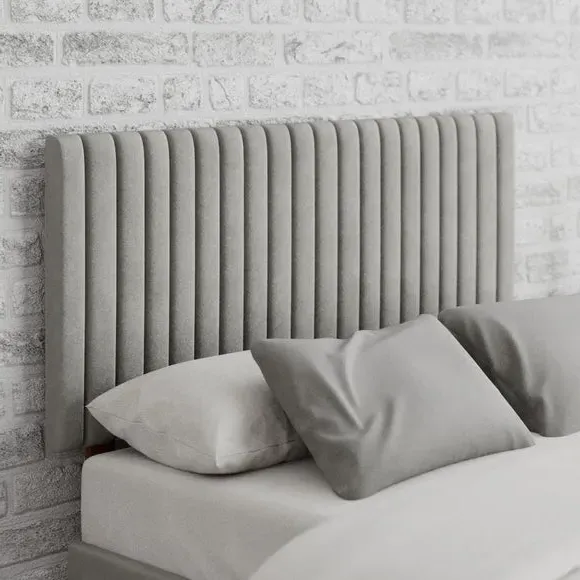 Vertical Line Headboard with Padding - Silver, Velvet