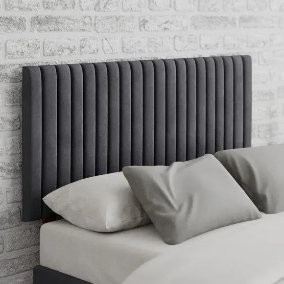 Vertical Line Headboard with Padding - Steel, Velvet