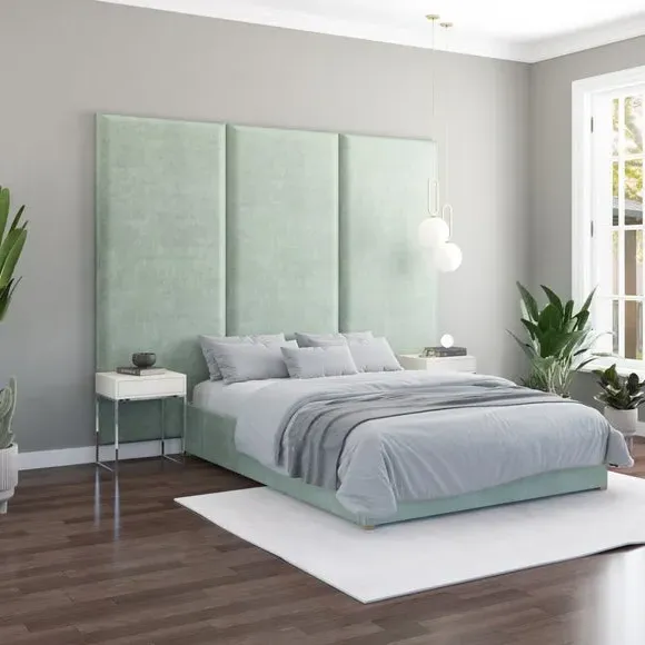 Wall Panel Headboard Dual Mount - Duck Egg, Velvet