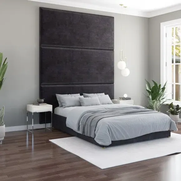 Wall Panel Headboard Dual Mount - Ebony, Velvet