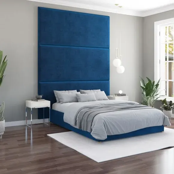 Wall Panel Headboard Dual Mount - Navy, Velvet