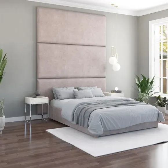 Wall Panel Headboard Dual Mount - Silver, Velvet
