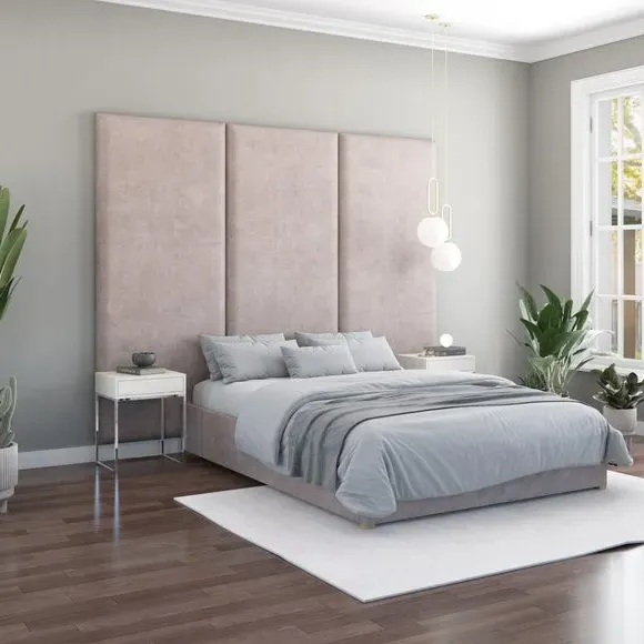 Wall Panel Headboard Dual Mount - Silver, Velvet