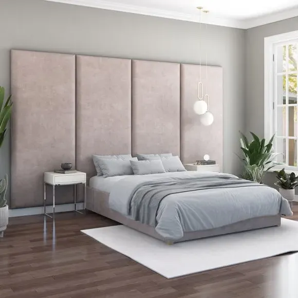 Wall Panel Headboard Dual Mount - Silver, Velvet